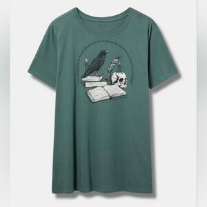 Torrid Sage Green Edger Allen Poe Raven Goth Art Bohemian Cotton T Shirt…